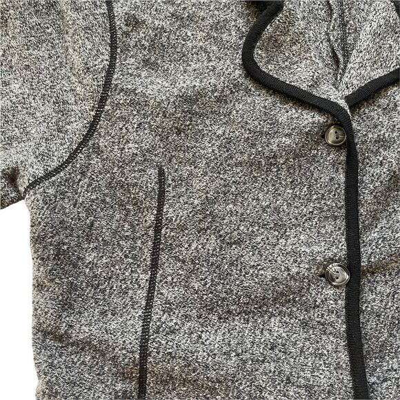 Field Manor Women Tunic Wool Jacket Size‎ L Gray Black Piping Modern Classics - Picture 4 of 12